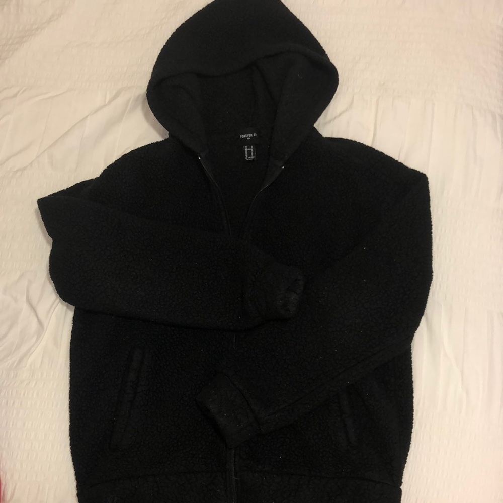 Black sherpa jacket. Forever 21!